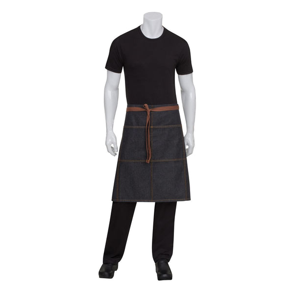 AW049-BLK Chef Works Memphis 3/4 Bistro Apron Globe Importers Adelaide Hospitality Supplies