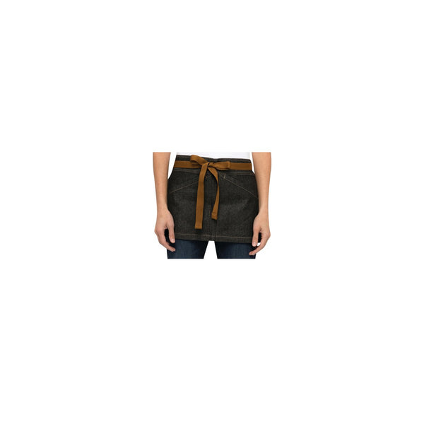 AWS01-BLK Chef Works Urban Collection Berkeley Black Indigo Waist Apron 590 x 310mm Globe Importers