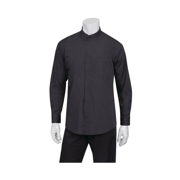 B100-BLK-3XL Banded Collar Shirt Men Black Globe Importers Adelaide Hospitality Supplies