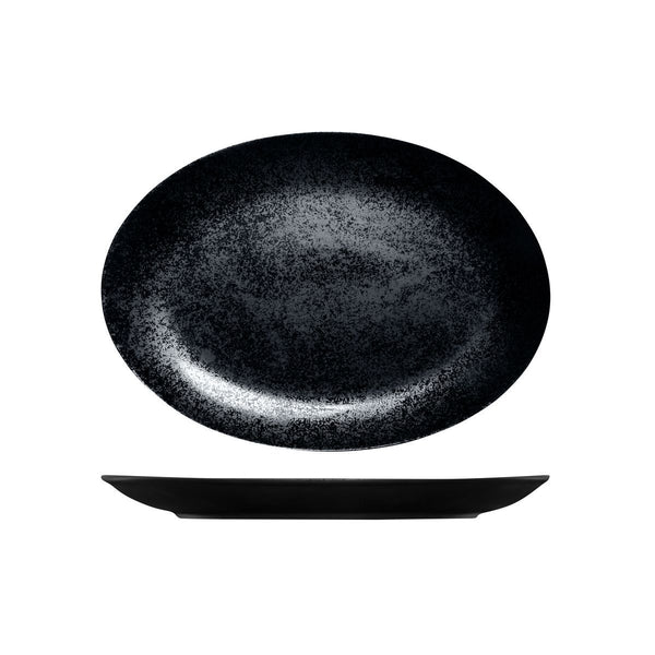 RK4320-BK RAK Porcelain Karbon Black Oval Coupe Plate Globe Importers Adelaide Hospitality Supplies