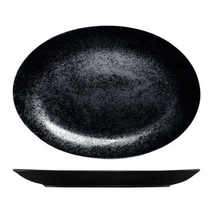 RK4360-BK RAK Porcelain Karbon Black Oval Coupe Plate Globe Importers Adelaide Hospitality Supplies