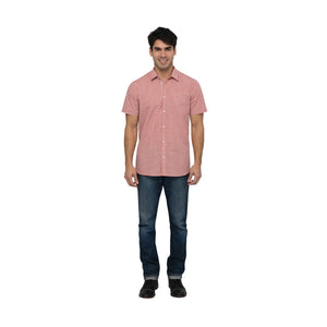 SHC02-RUS-3XL Modern Gingham Short Sleeve Dress Shirt Men Rust Globe Importers Adelaide Hospitality Supplies