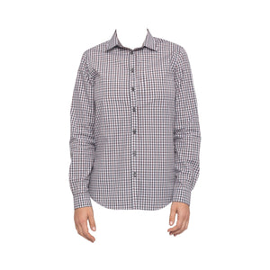 SHC05W-CHO-2XL Modern Gingham Long Sleeve Dress Shirt Women Chocolate Globe Importers Adelaide Hospitality Supplies