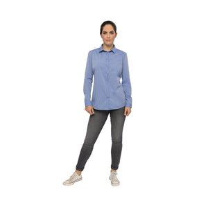 SHC06W-BLU-2XL Modern Chambray Dress Shirt Women Blue Globe Importers Adelaide Hospitality Supplies