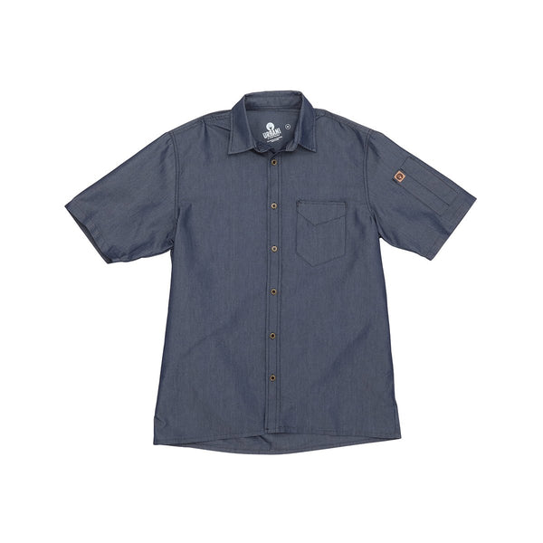 SKS002-IBL-3XL Detroit Short Sleeve Denim Shirt Men Indigo Blue Globe Importers Adelaide Hospitality Supplies