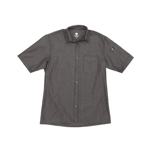 SKS003-BLK-3XL Detroit Striped Short Sleeve Denim Shirt Men Black Globe Importers Adelaide Hospitality Supplies