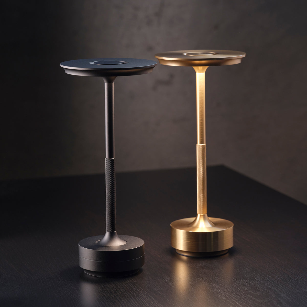 1000182 Tablekraft Ambience Stella Cordless LED Table Lamp Oxide Black 130x275mm Globe Importers Adelaide Hospitality Supplies