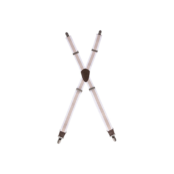 XNS02-WKH Chef Works Urban Collection Berkeley Apron Suspender White ./ Khaki Globe Importers